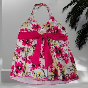 XL Hot Pink Multi-Color Swim Top